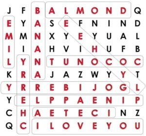 wordsearch valentine solution