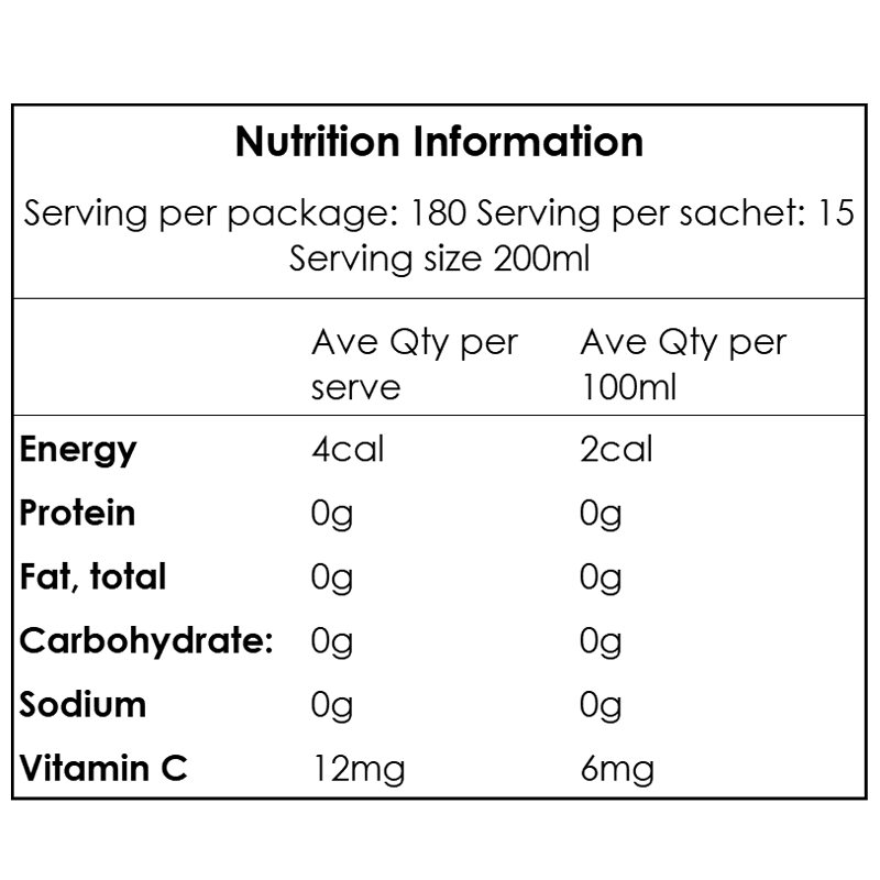 Nutrition information Bolero Classic Sachet